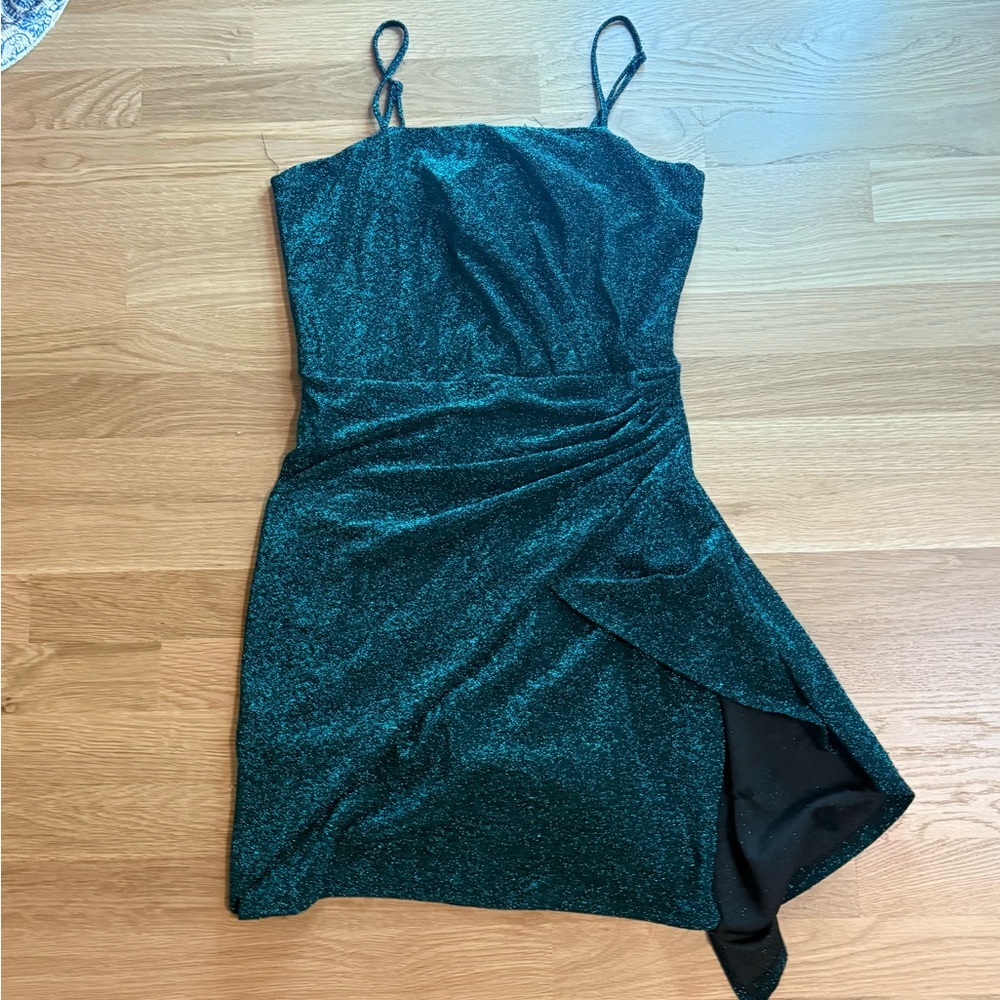 Francesca's Collections Asymmetrical Green Dress